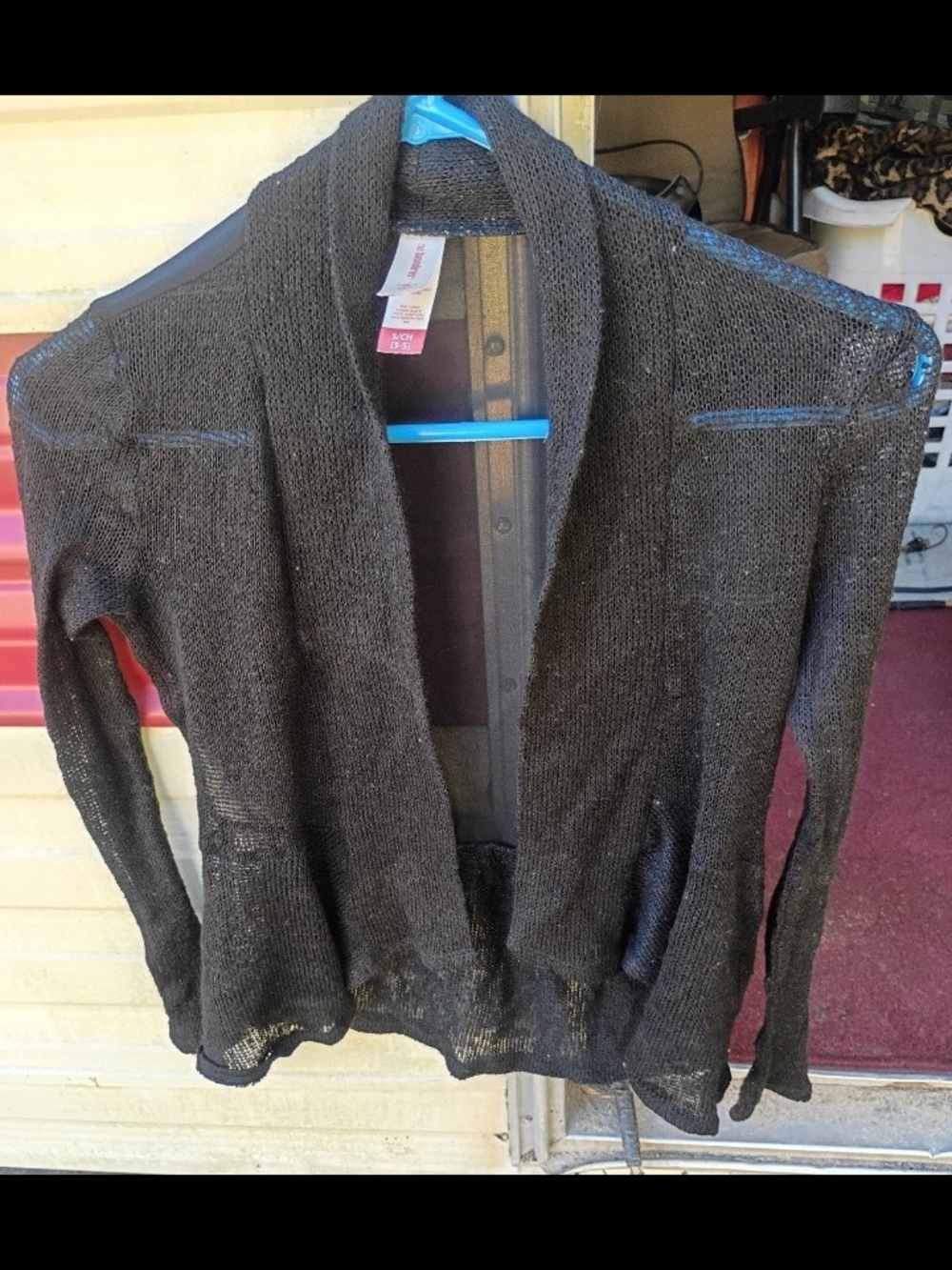 No Boundaries Black Open-Front Knit Cardigan